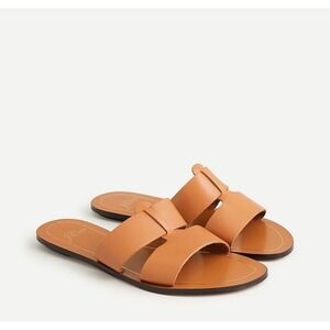J CREW Cyprus Flat Sandals Leather Brown Slide size 6 Women's Casual